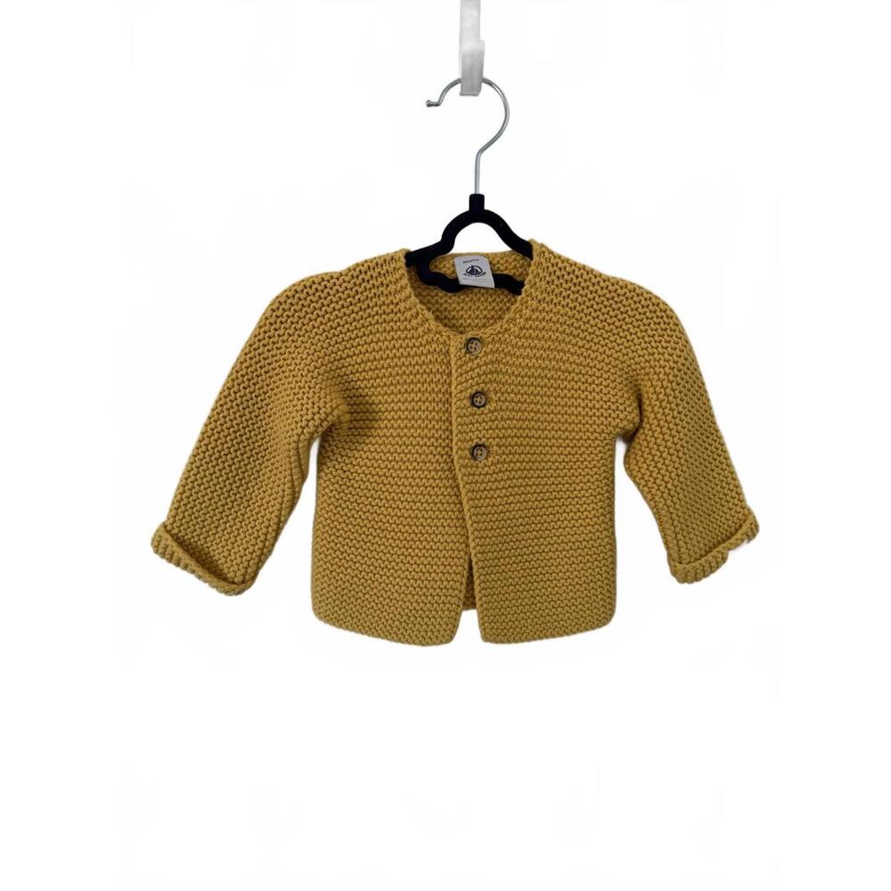 🇫🇷 PETIT BATEAU Mustard Knit Cardigan – 6M (67 cm)